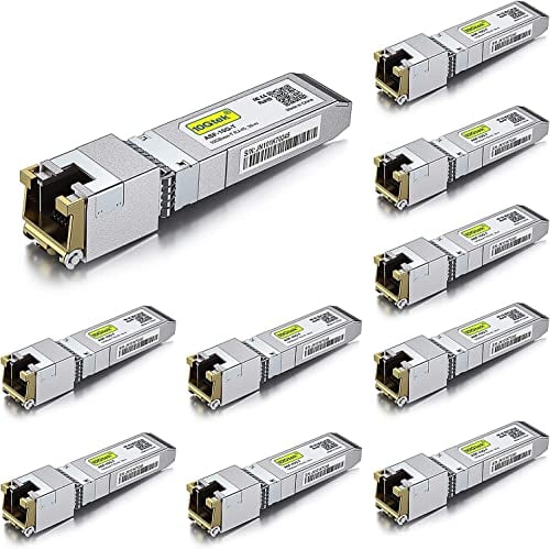 10Gtek [10 Pack 10G SFP+ to RJ45 Module 30-meter, 10GBase-T Copper Transceiver Compatible for Cisco SFP-10G-T-S, Ubiquiti UniFi UF-RJ45-10G, Netgear, Mikrotik S+RJ10, D-Link
