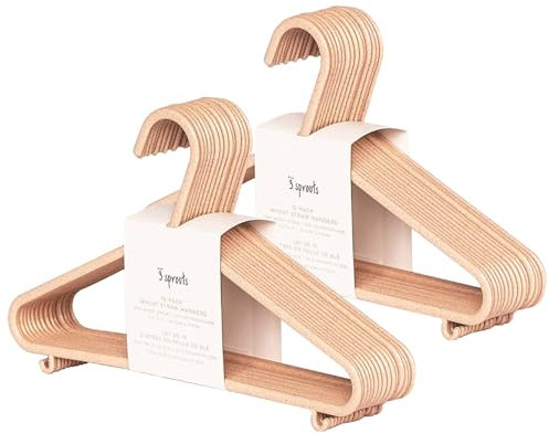 3 Sprouts - Perchas Infantiles - Perchas para Ropa de Bebé y Niños, Perchas de plástico de Paja de Trigo, Pack de 30 - Rosado