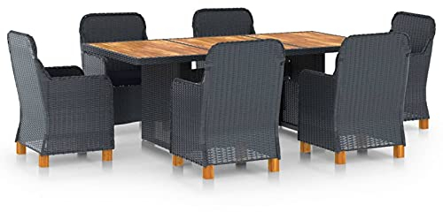 Yolola gartenmöbel Set 7-TLG,gartenmöbel Set Rattan,Lounge gartenmöbel Set,terrassenmöbel,Garten loungemöbel Set,Gartenmöbel Essgruppe Tisch 6 Sessel,6 Polster