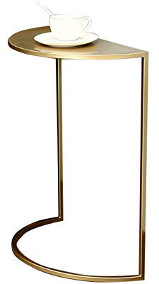 Halbrunder Beistelltisch C-förmig, Couchtisch Aus Metall Mit Eisenrahmen, Beistelltisch Für Den Lesesaal Der Teestube, Golden(Size:40 * 20 * 50CM)