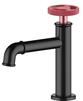 Badarmaturen im Industriestil, einzelne Kaltwasserhähne, Einloch-Einhebelmischer für Wohnmobil-Waschbecken, Vintage-Waschtischarmatur, komplett aus Kupfer (rot)