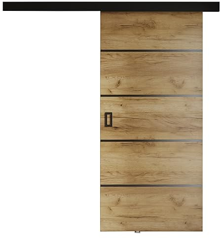 KIER FURNITURE Türen Werdi Plus 80 Moderne Schiebetüren - Wandschiebetür - Universal Links und Rechts - Metallschiebesystem - Robust, Haltbar - Stabil, Langlebig - Eiche Craft B86xH205xT1,6 cm