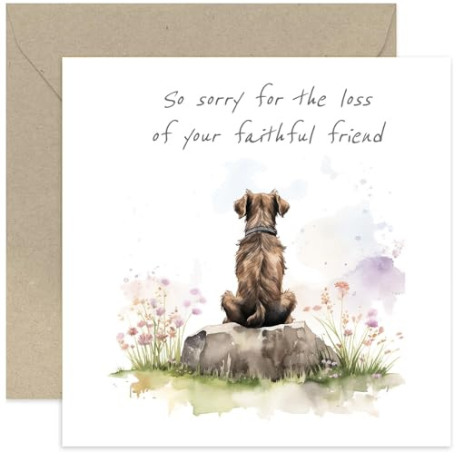Thinking of You Karte für Haustierbesitzer – Thinking of You Geschenke – Kondolenzkarte für Verlust des Hundes – Beileid, Trauer, Sorry for Your Loss | blanko Innenumschlag