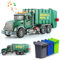 XUEXUE Large Garbage Truck Toy for 3+ Year Old Boys - Friction Powered Waste Management Truck with Lights and Sounds, Includes 3 Rear Loader Trash Cans - Perfect Kids Gift