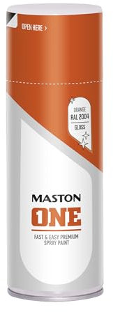 Maston ONE - Peinture en aérosol - Haute brillance - 400 ml - Bombe de peinture en aérosol (RAL 2004 - Orange)