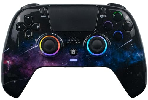 DuLingKer Wireless Controller Kompatibel für PS4, Game Controller mit Hall Effect Stick/Trigger(NO Drift), RGB-Licht, Dual Vibration, Audio, M1/M2-Taste, Controller Kompatibel mit PS4/Pro/Slim