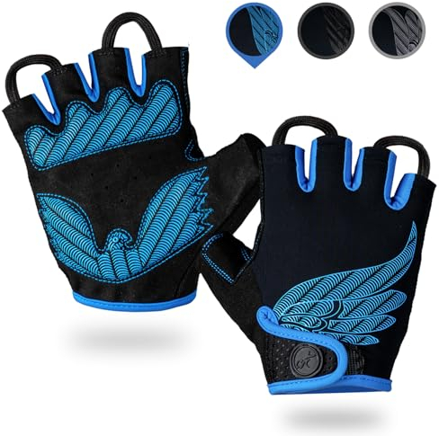 Lymaha MTB Handschuhe,Halbfinger Sommer Fahrradhandschuhe für Männer und Frauen für MotorräderFahrräderMTBFitnessstudio und andere Sportarten (Blau, XL)