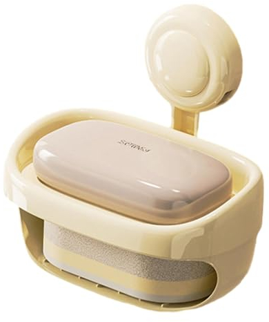 Soporte para esponja de ducha, estuche organizador de ventosa sin perforación, bandeja de esponja montada en la pared de doble capa, soporte de esponja de cocina, recipiente de esponja de