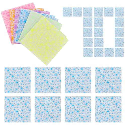 Kinder- -Faltpapier, Bastelfaltpapier, 70 Stück leuchtendes -Papier in verschiedenen Größen, 7 Farben, Herz-Design, Buntes Faltpapier, sicheres Kunstpapier für