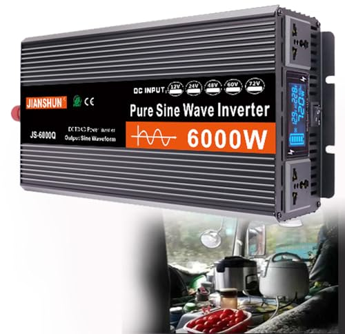 inversor12V 24V 48V 60V A AC 110V /220 V,3000W-6000W para camion Transformador con convertidor energia para Placa Solar Aislamiento galvanico,3000W-12VTO220V