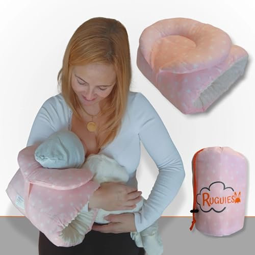 RUGUIES- Ergonomisches Stillkissen für Neugeborene + Anti-Reflux-Kissen für den Kopf des Babys in einem Winkel von 45 Stillen oder Flaschenfütterung- tragbar- Oeko TEX.