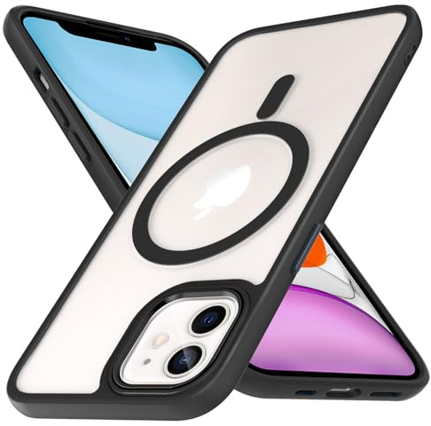 ZYIMOU Magnetisch für iPhone 11 Hülle Kompatibel mit MagSafe, Handyhülle für iPhone 11 Transparent Rückseite Dünn Stoßfest Schutzhülle (Schwarz)