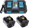 18V 5.0Ah BL1850B battery with DC18RD Charger for Battery 18V LXT400 BL1830B BL1840B BL1850B BL1860B; Compatible with DC18RC DC18RA DC18SE DC18SC DC1803 DC1804