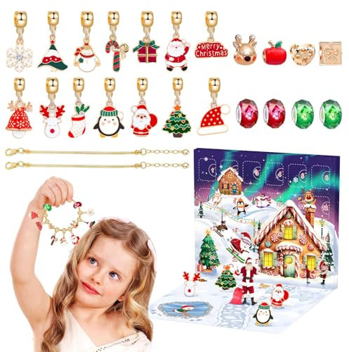 Weihnachts-Countdown-Adventskalender,Weihnachtsschmuck-Adventskalender - 2024 Schmuckherstellungsset | Schmuckherstellungsset Advents-Countdown-Kalender Weihnachts-Adventskalender für Mädchen 24-Tage-