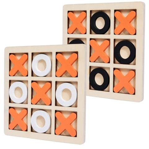 Tic-Tac-Toe Holzspiel 2 Stück Holz Legespiel Tic Tac Toe Extreme Kinder Jeden Alters XO Reisespiel Denkspiel Familienspiel für Partys und Feiern, 14 * 14 * 0.5cm