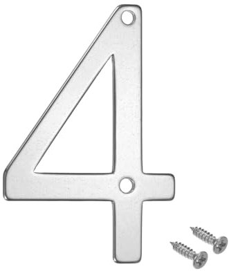 M METERXITY 1-Pack House Number, 2 Inch 304 Stainless Steel Mailbox Number Door Number Signage for Garden/Hotel/Mailbox/Address/Sign, House Number for Outside [Number 4, Silver]