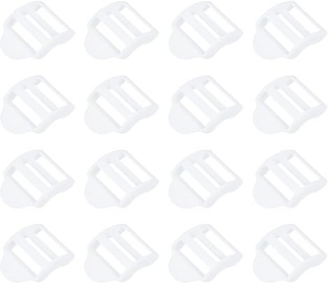 sourcing map 16Pcs Plastic Ladder Slider, 1-1/4 (32mm) White Adjustable Lock Buckles Tension Lock Tri-Glides for Belt Backpack Straps Parts Replacement