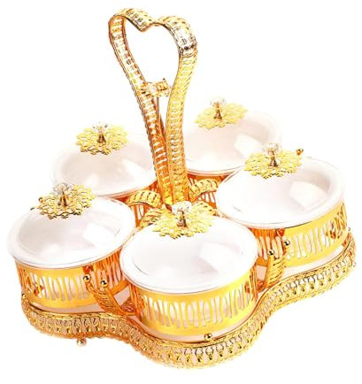 FLCPJGV Assiette de fruits secs en acrylique, assiette de service multifonction avec couvercle pour restaurant