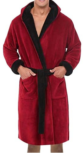Wickel-Bademantel für Herren, Herren-Bademantel mit Kapuze, Gürtel, superweich, Frottee-Bademantel für Herbst, warm, Winter, Plüsch-Poncho-Bademantel für Loungewear, Nachtwäsche, Bademantel für