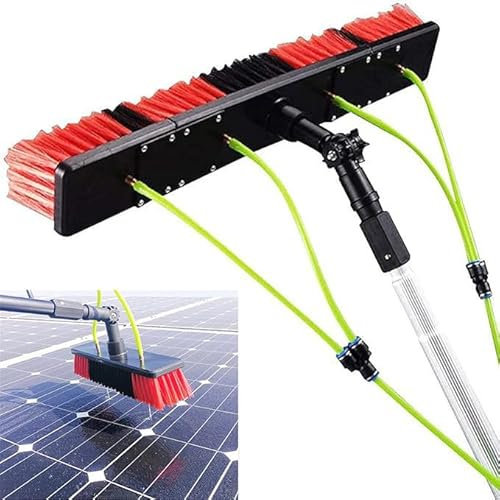 TYHAYJYK Brosse de Nettoyage de vitres avec tête de Brosse 30, Manche télescopique alimenté en Eau pour Nettoyer Les toits de véranda, Les Panneaux photovoltaïques et Les fenêtres, 8 m