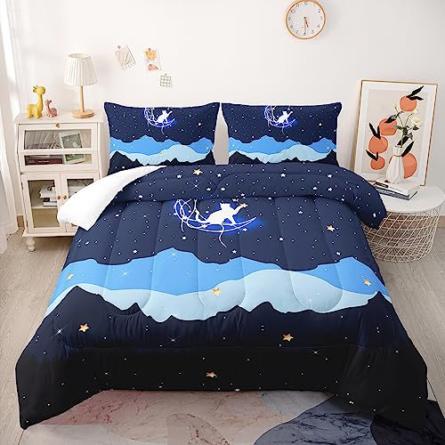 Duvet Tiefblaue Sterne Bedruckte Schlafdecke Ganzjahres Bettdecke Winter Aesthetic Komfort Bett Decke Maschinen Waschbar
