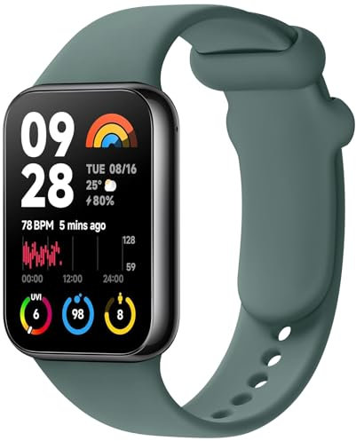 Wanme Armband für Xiaomi Redmi Watch 4 / Smart Band 8 Pro / Band 9 Pro, Klassisches Original Silikon Uhrenarmband, Wasserdichtes Sport Ersatzarmband, Dunkelgrün