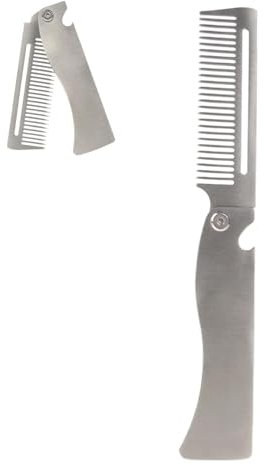 Faltbarer Bartkamm - Edelstahl Styling- und Formkamm, Taschenhaarbürste für Männer, Glätteisen für die tägliche Pflege, Styling, Bart oder Schnurrbart