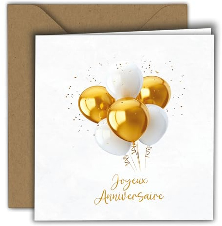 Edition Colibri Carte de vœux d'anniversaire avec enveloppe, Happy Birthday, carte d'anniversaire pour homme et femme, ballon | Carte pliée (15x15 cm) – avec enveloppe kraft – Intérieur vierge