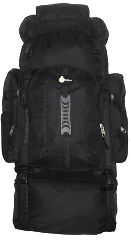 SiXsigma Sports Extra großer Reise-Camping-Rucksack, 120 l, schnell trocknend, großer Rucksack für Camping, Angeln und Wandern, idealer Wanderrucksack für Damen und Herren, Schwarz / Grau, 120 Litre