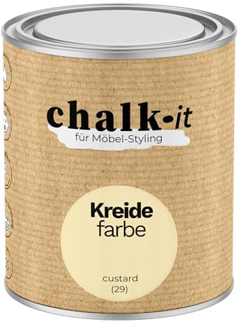 chalk-it Kreidefarbe 750ml (29) Custard Möbel Farbe Shabby Chic Holzlack Natur Vintage Look Möbellack Erfüllt EN71-3 Sicher Kindermöbel Spielzeuge