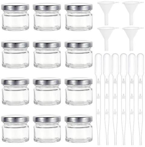 OLYCRAFT 12 Pcs 25ml Mini Glass Inkwell Ink Bottle Containers Portable Calligraphy Inkwell Clear Empty Ink Bottles with 6Pcs Plastic Droppers and 4Pcs Funnels Small Glass Bottle for Calligraphy