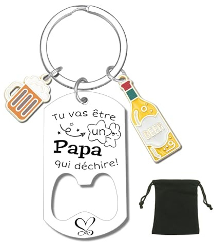 ZYMGUO Cadeau Annonce Grossesse Porte clés pour un futur Papa - futur Papi - futur Parrain - futur Tonton - Tu vas être un papa qui déchire!