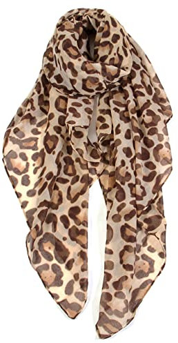 Scarfand's Schal mit Leopardenmuster, vielseitiger Schal und Wickeltuch, Klassisches Kamel