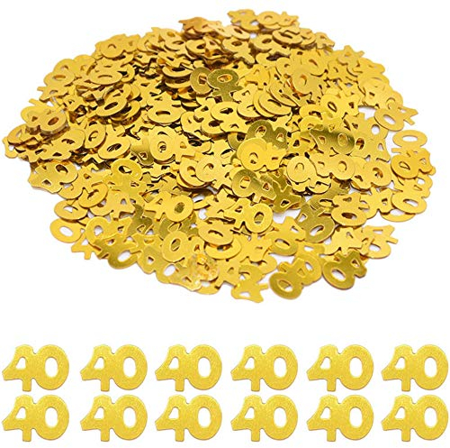 DIWULI, Geburtstags Zahlen-Konfetti Gold, Zahl 40, edle Tisch-Konfetti, Tisch-Deko, Glitter, Geburtstags-Deko, Streudeko für Geburtstagsfeier, Motto-Party, Dekoration, 40. Geburtstag, DIY, basteln