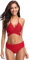 SHEKINI Damen Dunkle Farbe Geteilter Badeanzug Push-Up Bikini Set Neckholder Oberteil Mit High Waist Bottom Sport Zweiteiliger (S, Rot)
