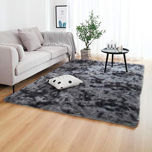 Grey Carpet Tie Dyeing Plush Soft Carpets For Bedroom Living Room Anti-slip Floor Mats Bedroom Water Absorption Carpet Rugs,F,120x160cm