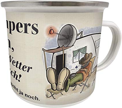 Blechwaren Fabrik Braunschweig GmbH Emaille Becher 0,5 L - Campers Fluch - SCHLECHTES Wetter... - EB43 Tasse Camping