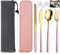 SITAKE 4 Piezas de Cubiertos para Llevar, Cubiertos Camping de Acero Inoxidable con Estuche y Bolsa de Almacenamiento, Juego de Palillos de Cuchillo, Tenedor y Cuchara para Oficina(Color-B)