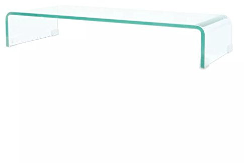 Tidyard Meuble TV en verre trempé transparent/noir/blanc, hauteur écran en verre trempé, meuble TV en verre, meuble TV en verre noir, meuble TV en verre, meuble TV en verre