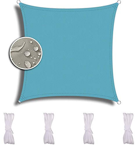 ZQXFZ Voile d'Ombrage Carré 4X4m, Voiture,Restaurant,Jardin, ImperméAble Et RéSistante, RéSistant Aux IntempéRies, Voile D'Ombrage Toile D Ombrage -lac Bleu