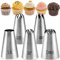 Acehome 5 Pcs Professional Large Piping Nozzles, Stainless Steel Large Seamless Cup Cake Piping Icing Decoration Tips for Cupcakes and Baking