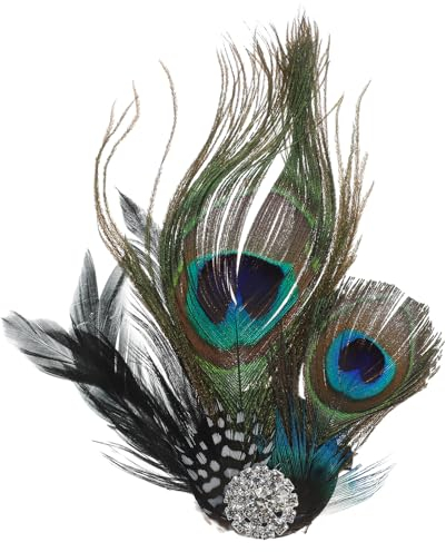 NUOBESTY 1 StüCk Pfauen Fascinator Kopfschmuck Make-up Feder Kopfbedeckung FüR Festliche Tanzparty Abschlussball AuffüHrung Anzieh Requisite