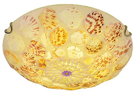 BOTOWI Schlafzimmer Deckenleuchten im Tiffany-Stil Europäische Unterputz Deckenleuchte Kreative Muscheln Insel Deckenleuchte für Wohnzimmer Küche, 110V-240V,30cm