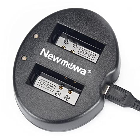 Newmowa Double USB Chargeur pour Canon LP-E12 Canon EOS M M2 M10 M50 M100 M200 EOS 100D EOS Rebel SL1 EOS Kiss X7 PowerShot SX70 HS