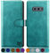 SUANPOT [RFID Schutz für Samsung Galaxy S10e Hülle PU Leder Handyhülle Lederhülle Klapphülle Kartenfach Flip Cover für Samsung S10e Handy hülle Leather Wallet Phone Case Blau Grün