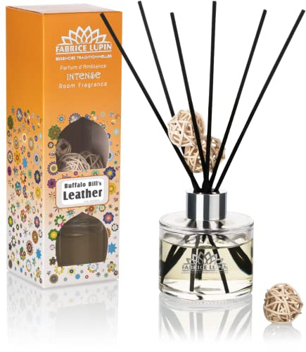 INTENSE Raumduft LEDER 135ml Reed Diffuser Set - BUFFALO BILL's LEATHER - ledriger Duft Ledergeruch Parfüm Lederduft Lufterfrischer (Raumduft 135ml)