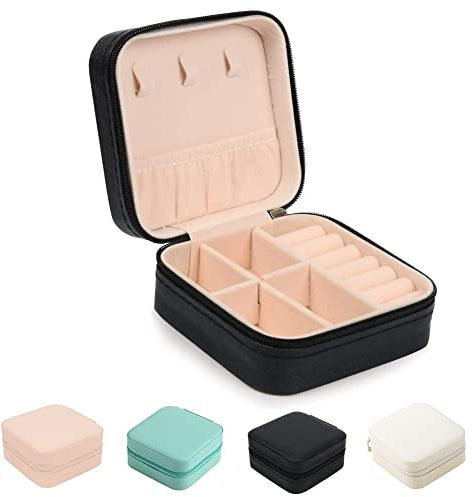 JARAGAR Kleine Schmuckschatulle, Tragbare Reise Schmuckschatulle Organizer Leder Mini Reise Schmuckschatulle für Ringe Ohrringe Halskette Armbänder Schmuck Geschenk für Frauen Mädchen