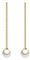 SLUYNZ 925 Sterling Silver Pearl Dangle Earrings Chain for Women Long CZ Dangling Earrings Pearl Drop (B-Gold Plated)