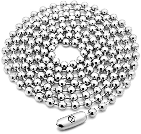 VENICEBEE Best Stainless Steel Ball Chain Medical Grade 316L Surgical Metal Dog-Tag ID Military Necklace 30 INCHES 3MM Wide Resizable 30 inch + Velvet Pouch, Stainless Steel, No Gemstone