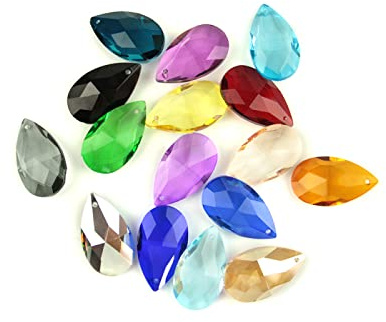 Lot de 10 pendentifs attrape-soleil à facettes en forme de goutte 38 mm/50 mm/63 mm/76 mm